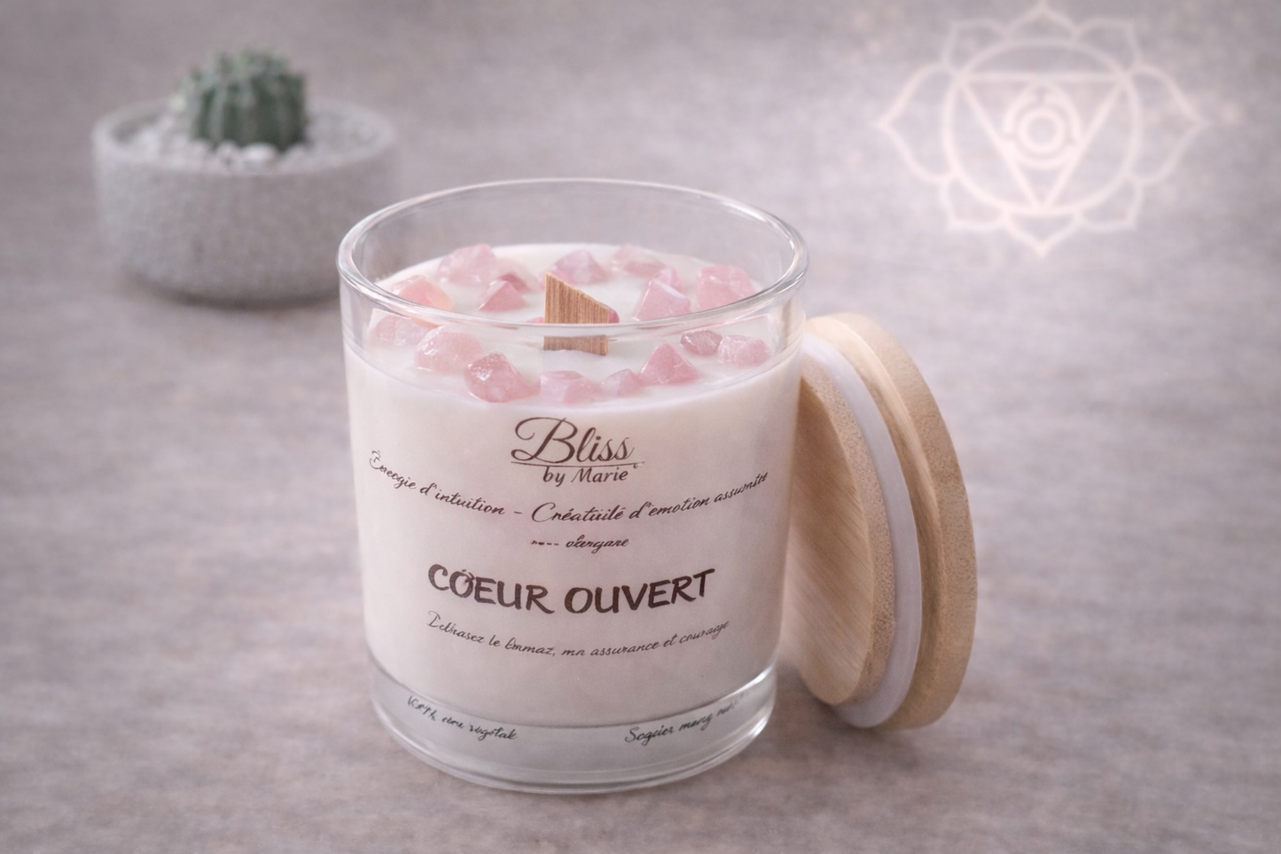 Bougie Cœur Ouvert - Quartz Rose | Open Heart Candle