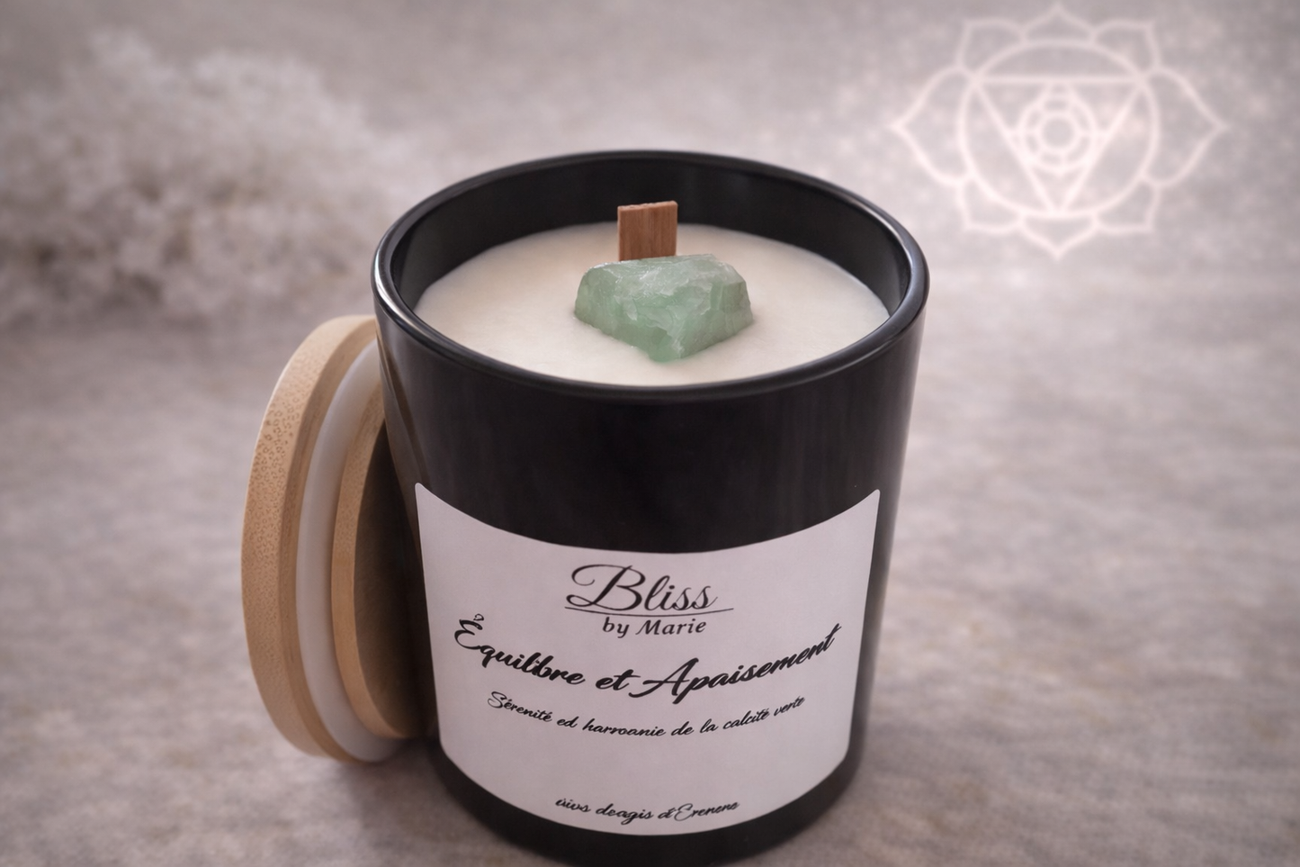 Bougie Équilibre et Apaisement - Calcite Verte | Balance & Calm Candle